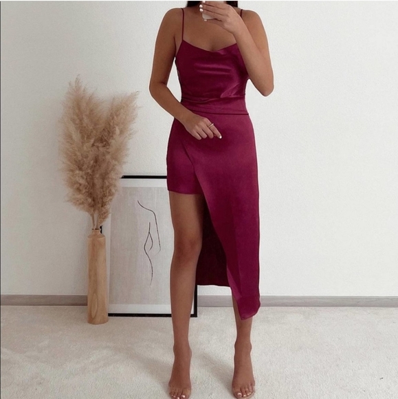 Zara  satin effect asymmetrical dress - Picture 8 of 12